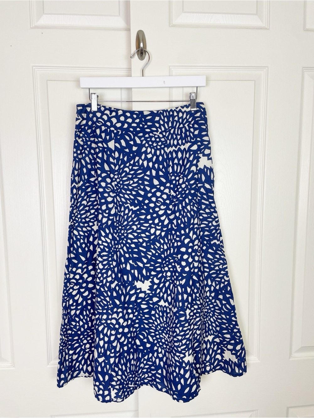 Boden Blue Abstract Floral A-line Skirt Cotton Poplin Sz 6